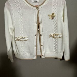 Elegant Cream and Gold Kids Cardigan